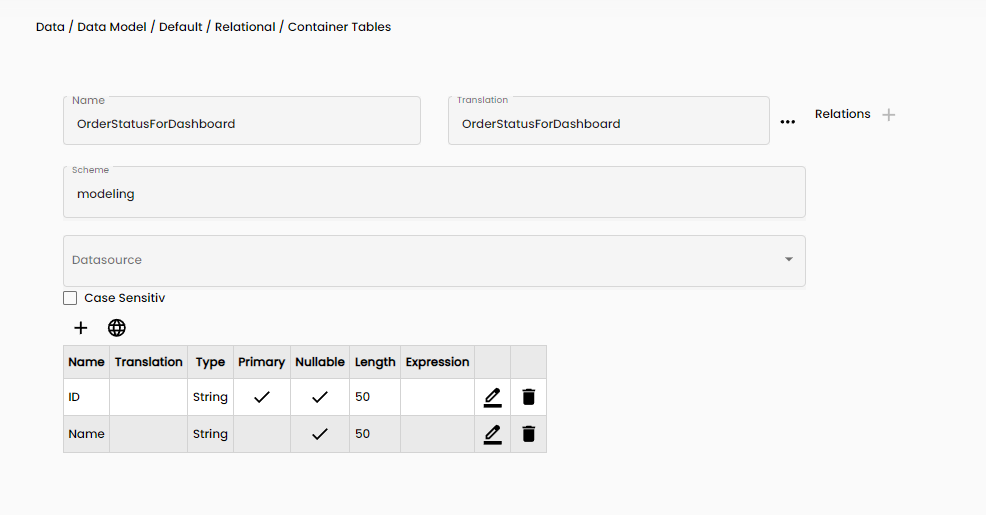 Order Status Relational Table