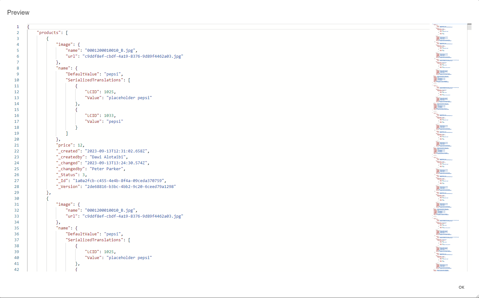Order DataObject Preview